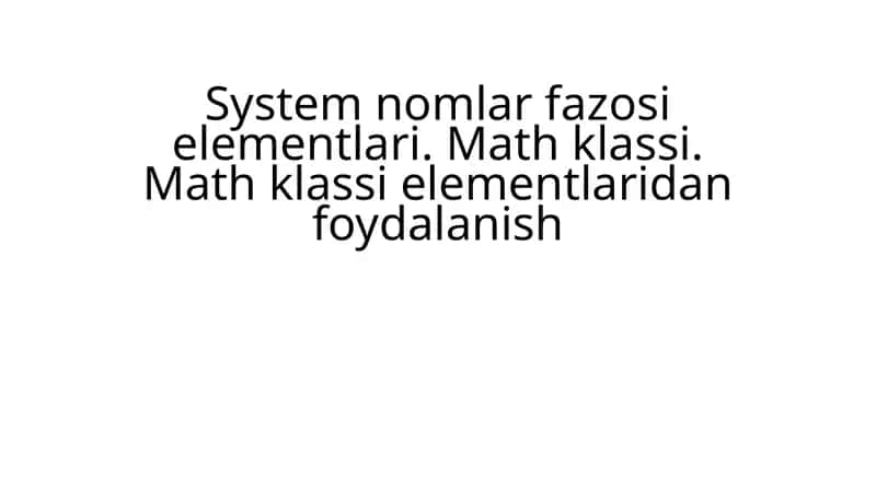 syste. nomlar fazosi elementlari. 1