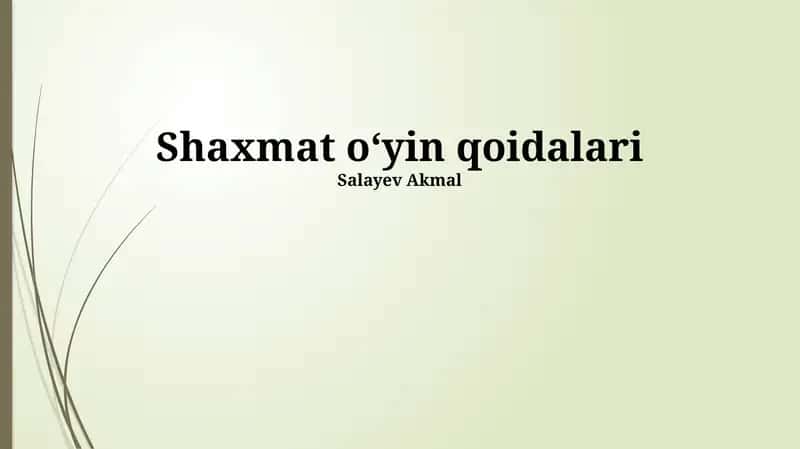 Shaxmat oʻyin qoidalari 1