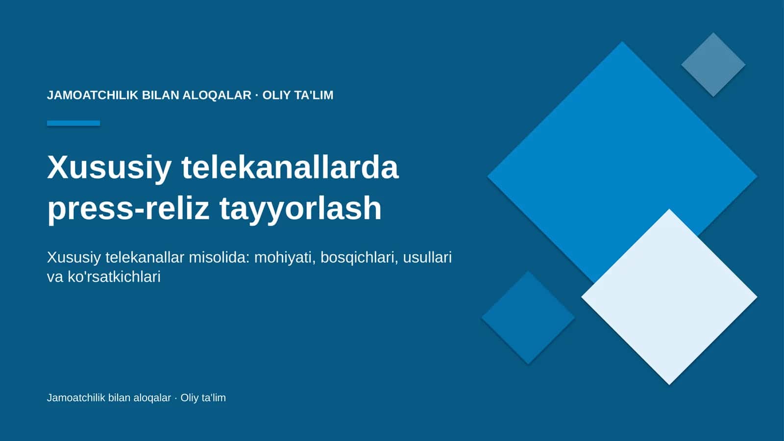 Xususiy telekanallarda press-reliz tayyorlash 1