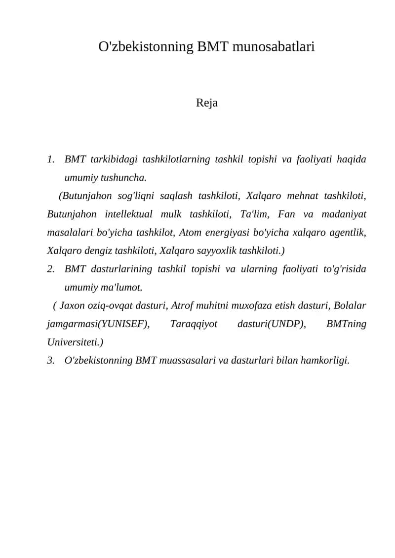 O'zbekistonning BMT munosabatlari 1