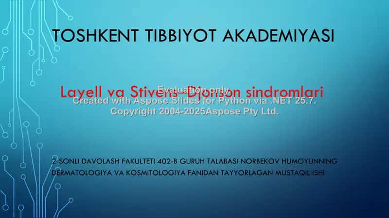 Layell va Stivens-Djonson sindromlari 1