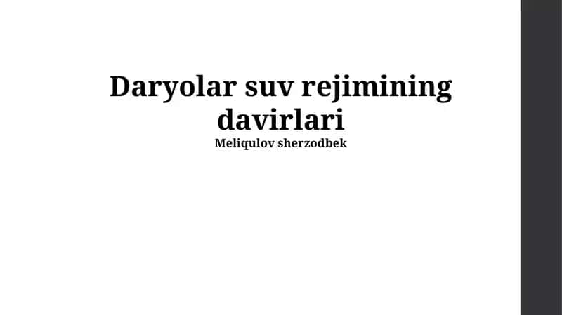 Daryolar suv rejimining davirlari 1