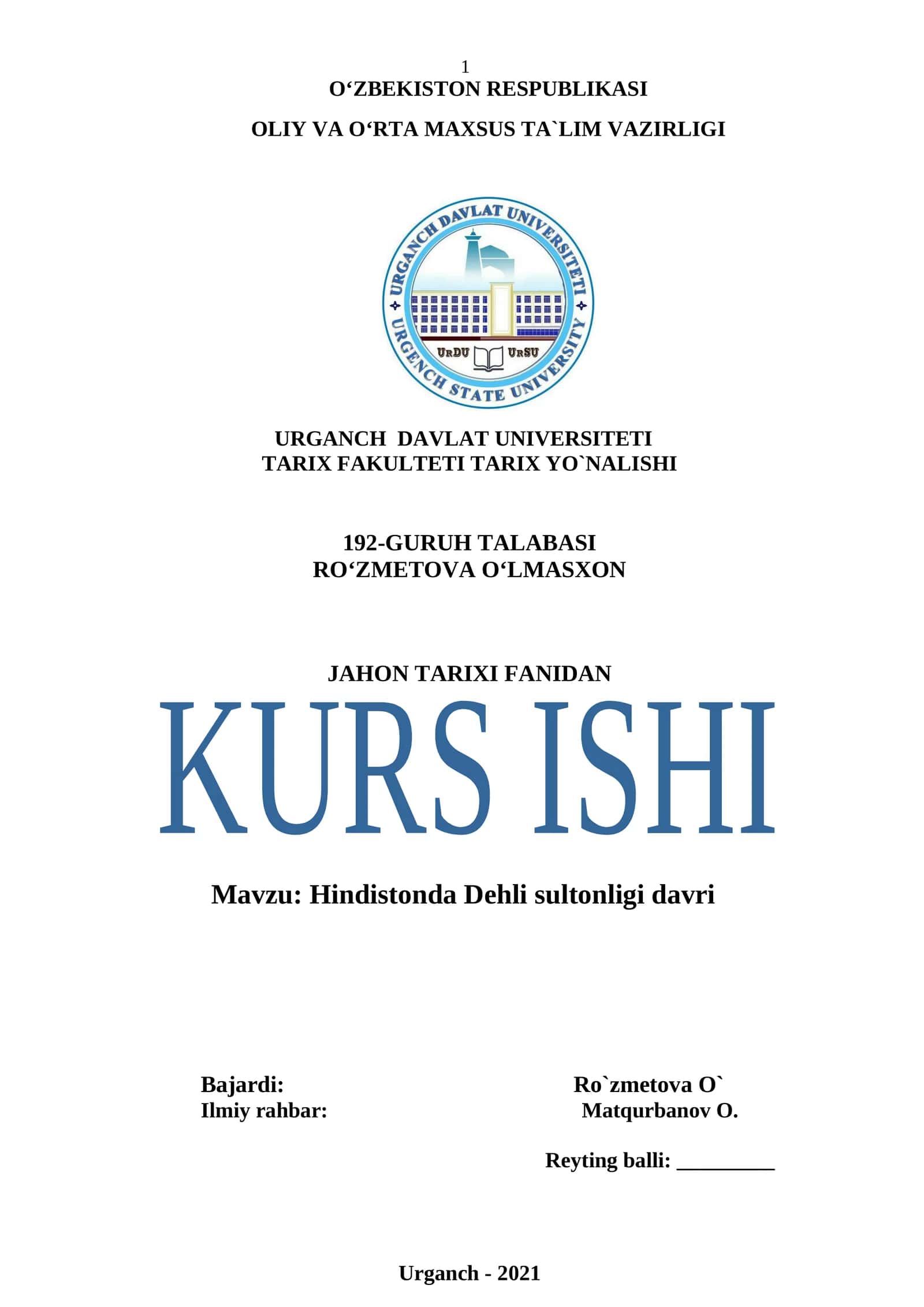 Hindistonda Dehli sultonligi davri 1