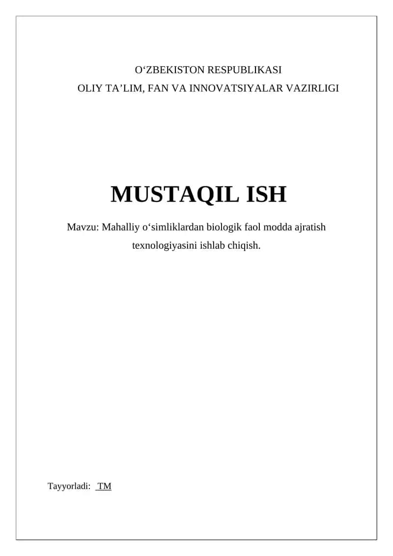 Mahalliy o'simliklardan biologik faol moddalar 1