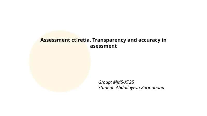 Assessment Criteria Development 1