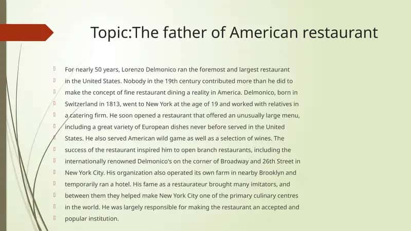 The father of American restaurant 1