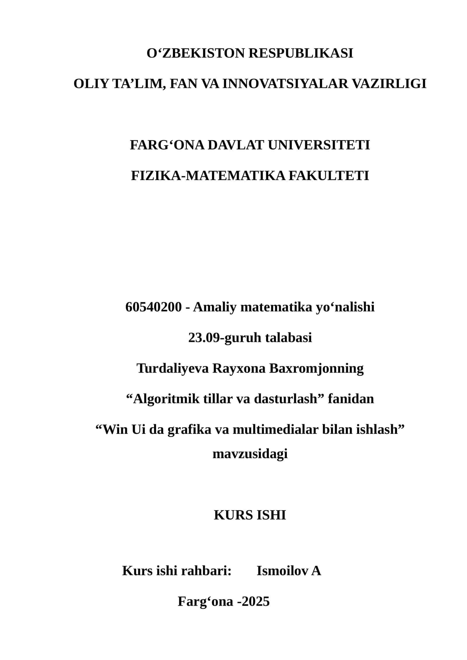 Win Ui da grafika va multimedialar bilan ishlash 1