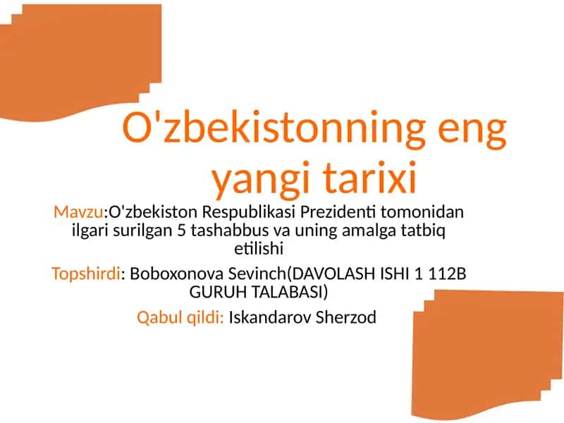O'zbekistonning eng yangi tarixi 1