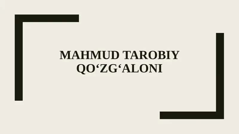 MAHMUD TAROBIY QO‘ZG‘ALONI 1