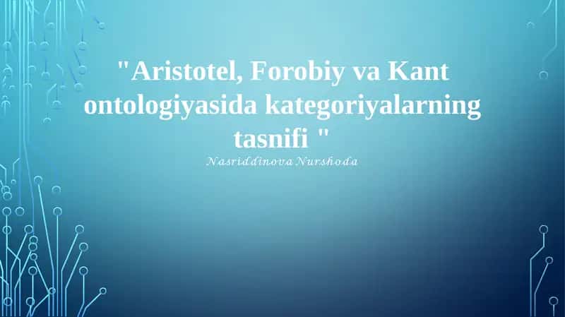Kantning kategoriyalar tasnifi 1