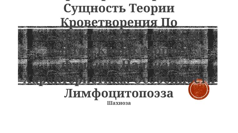 Теории Кроветворения 1