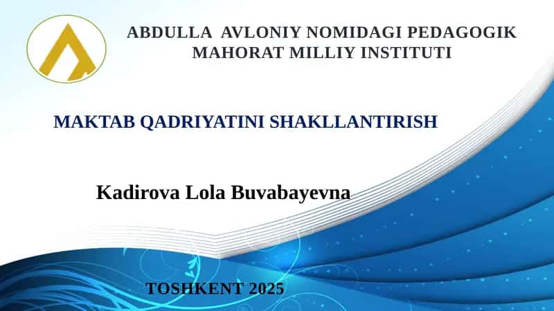 MAKTAB QADRIYATINI SHAKLLANTIRISH 1