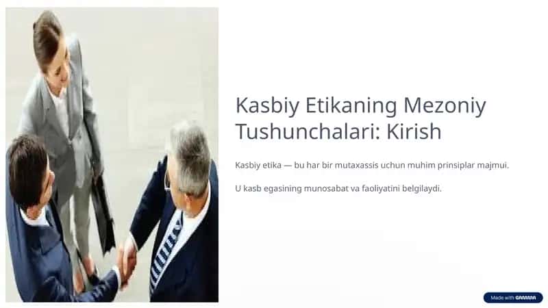 Kasbiy Etikaning Mezoniy Tushunchalari: Kirish 1
