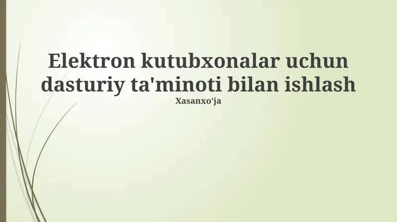 Elektron kutubxona dasturiy ta'minoti bilan ishlash 1