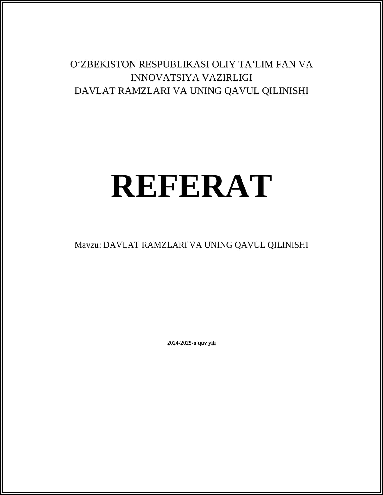 DAVLAT RAMZLARI VA UNING QAVUL QILINISHI 1