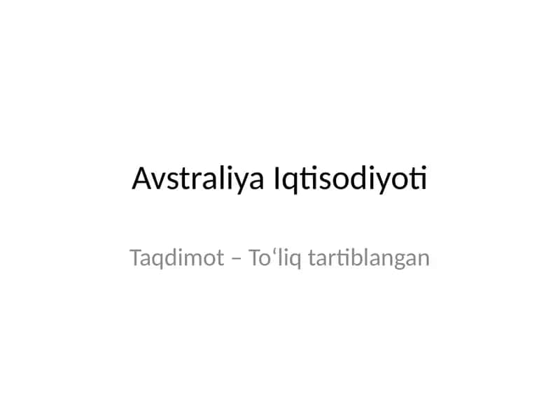 Avstraliya Iqtisodiyoti 1