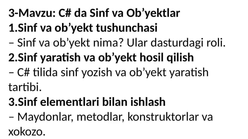 C# daSinfvaOb’yektlar 1