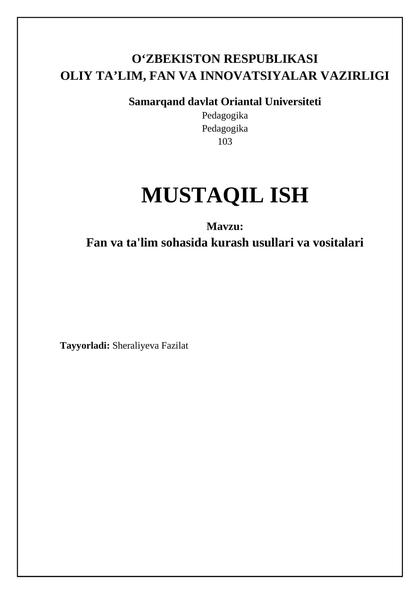Fan va ta’lim sohasidagi kurash usullari va vositalari 1