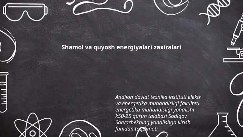 Shamol va quyosh energiyalari zaxiralari 1