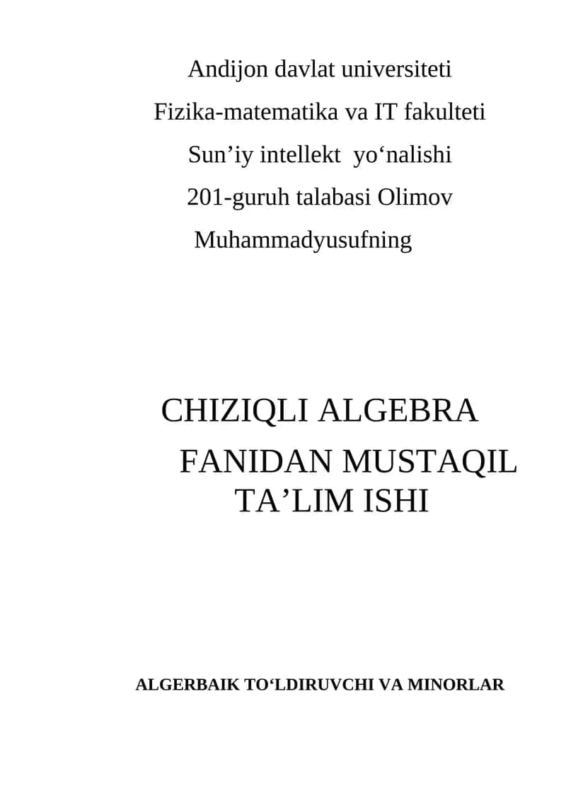 CHIZIQLI ALGEBRA 1