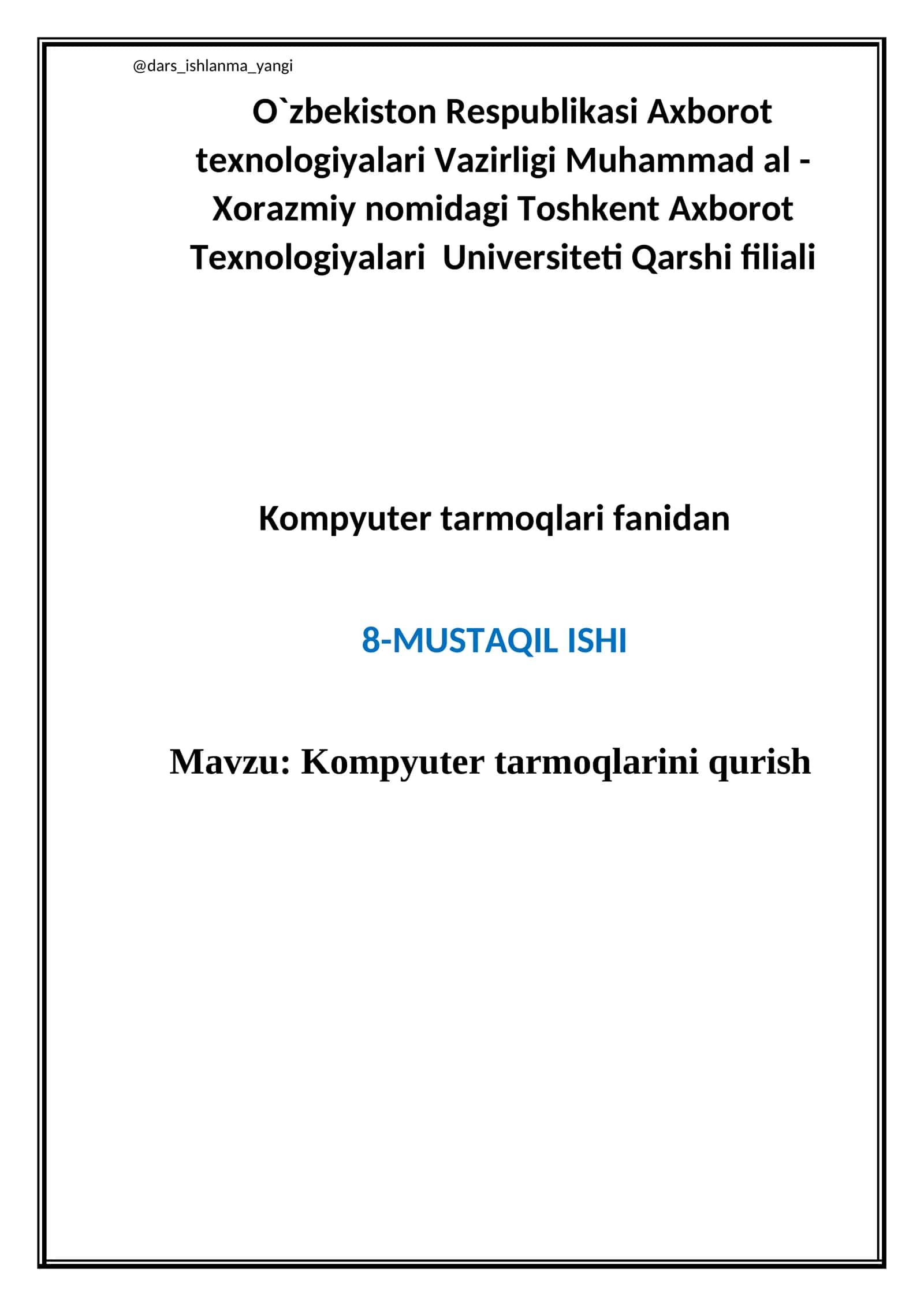Kompyuter tarmoqlarini qurish 1