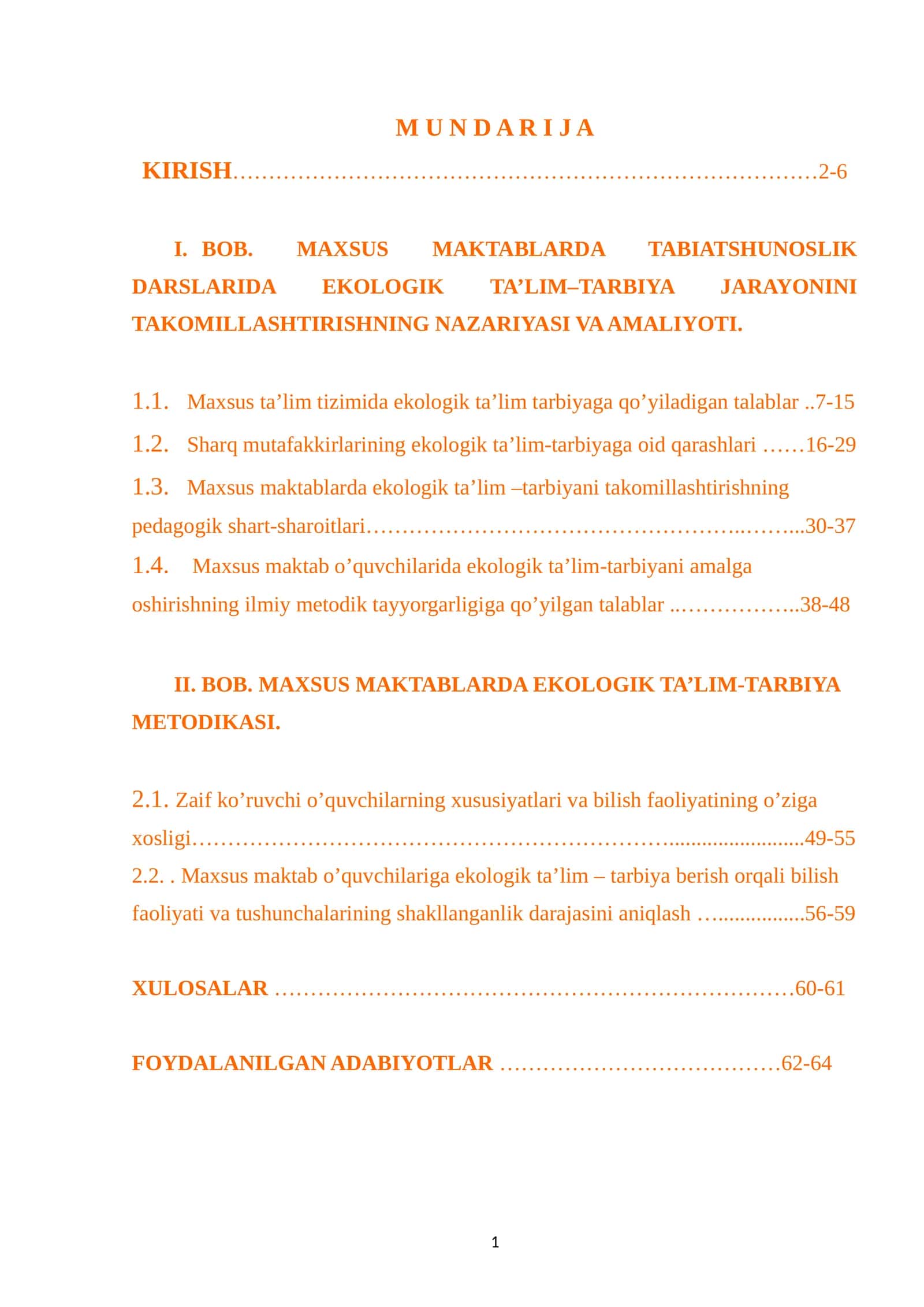 MAXSUS MAKTABLARDA EKOLOGIK TA'LIM-TARBIYA 1