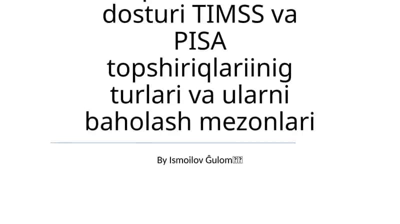 PISA Baholash Ramkasi: Matematika 1