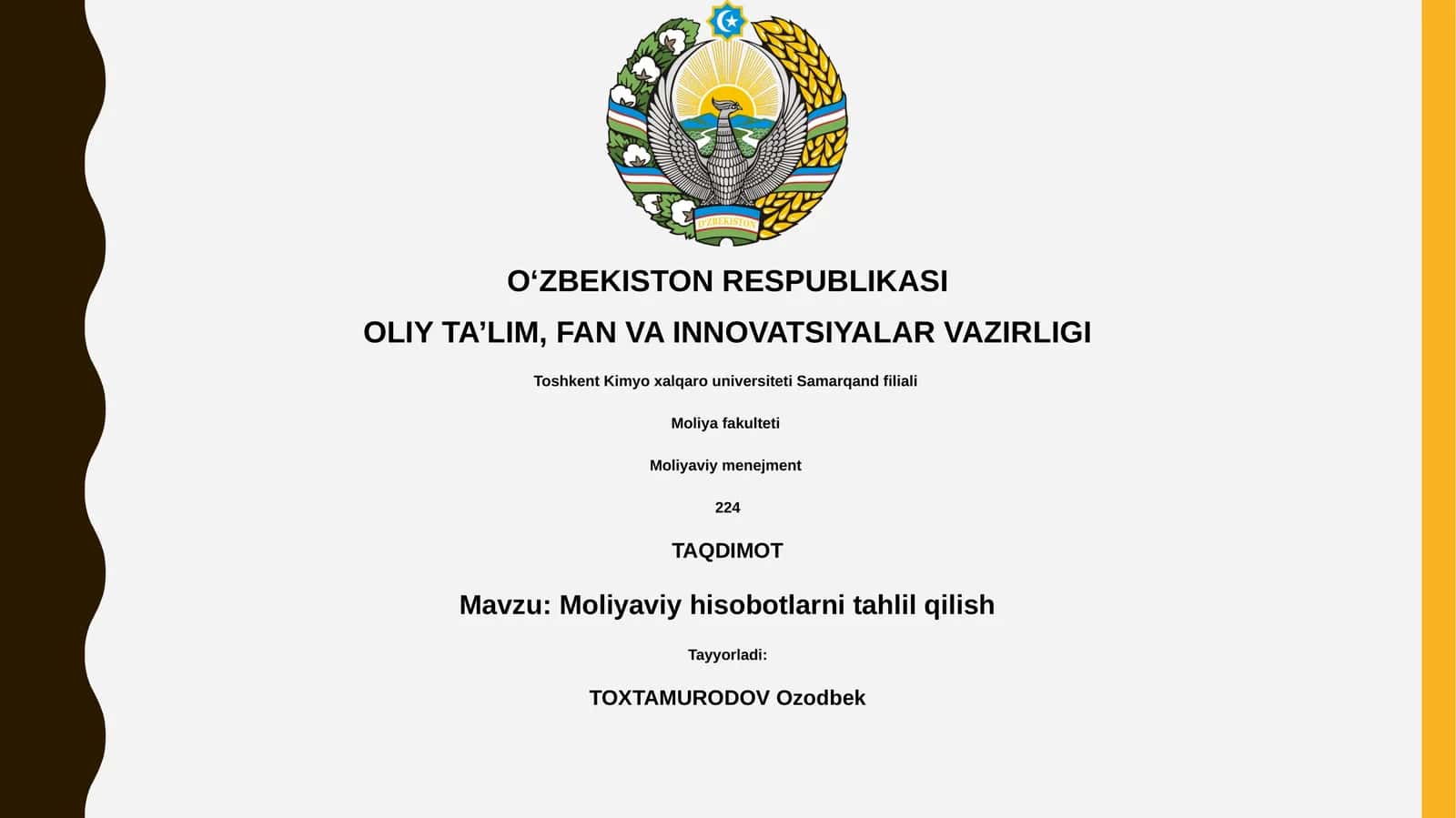 Moliyaviy hisobotlarni tahlil qilish 1