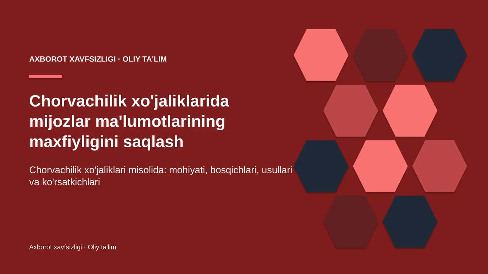 Axborot xavfsizligi · Oliy ta'lim 1