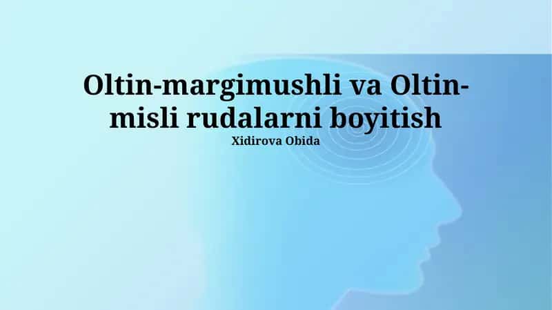Oltin-margimushli va Oltin-misli rudalarni boyitish 1