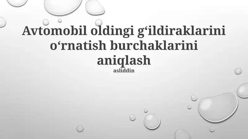 G'ildirak tekislash burchaklari 1