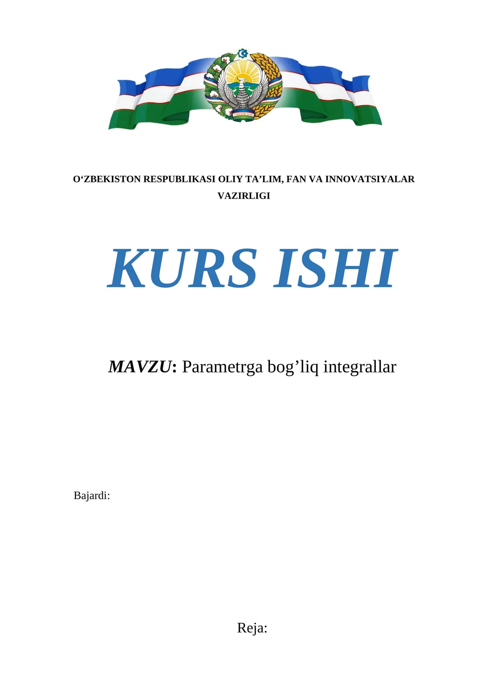 Parametrga bog’liq integrallar 1