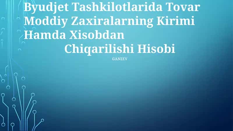 Tovar Moddiy Zaxiralarning Kirimi Hamda Xisobdan Chiqarilishi Hisobi 1