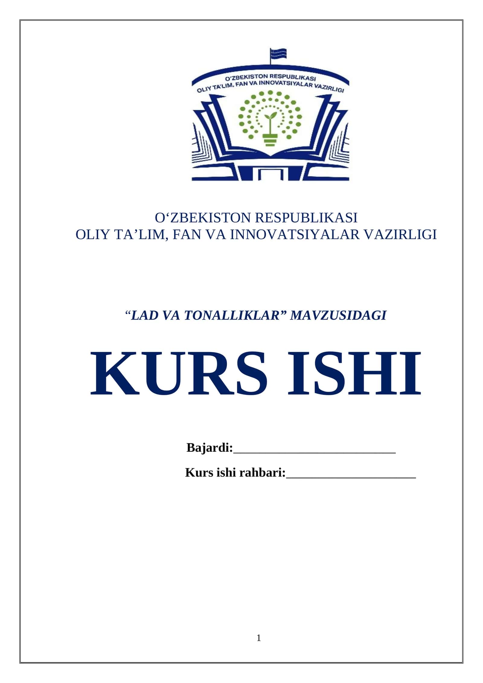 Lad va tonalliklar KURS ISHI 1