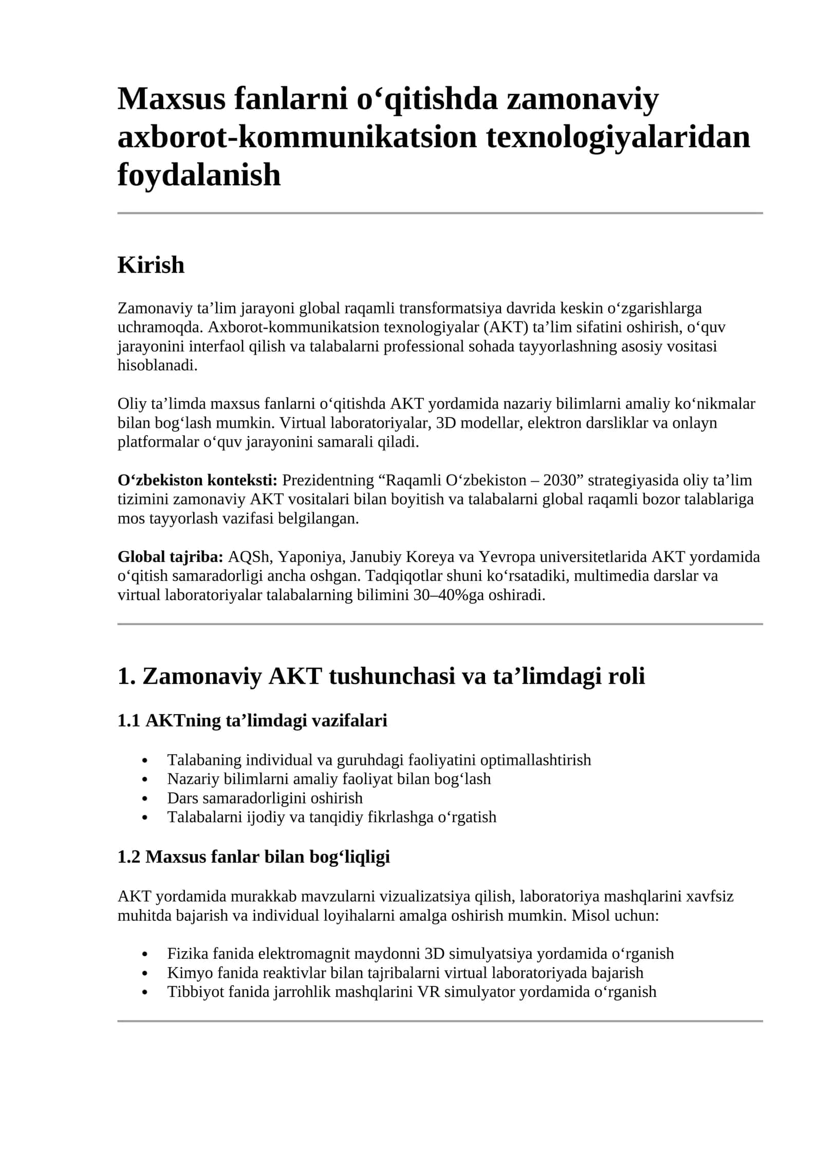 Zamonaviy axborot-kommunikatsion texnologiyalari 1