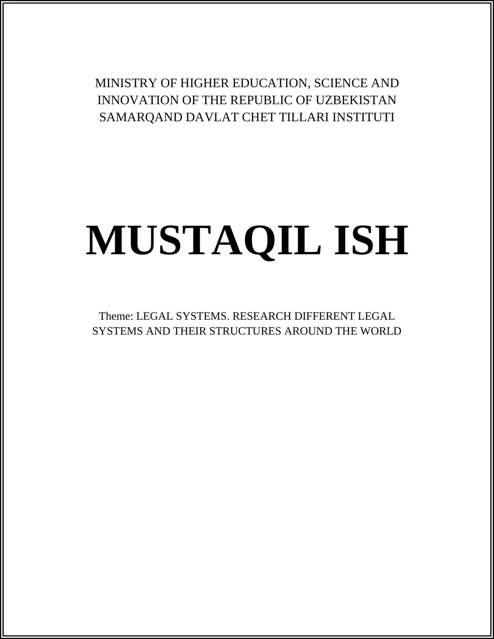 LEGAL SYSTEMS RESEARCH 1