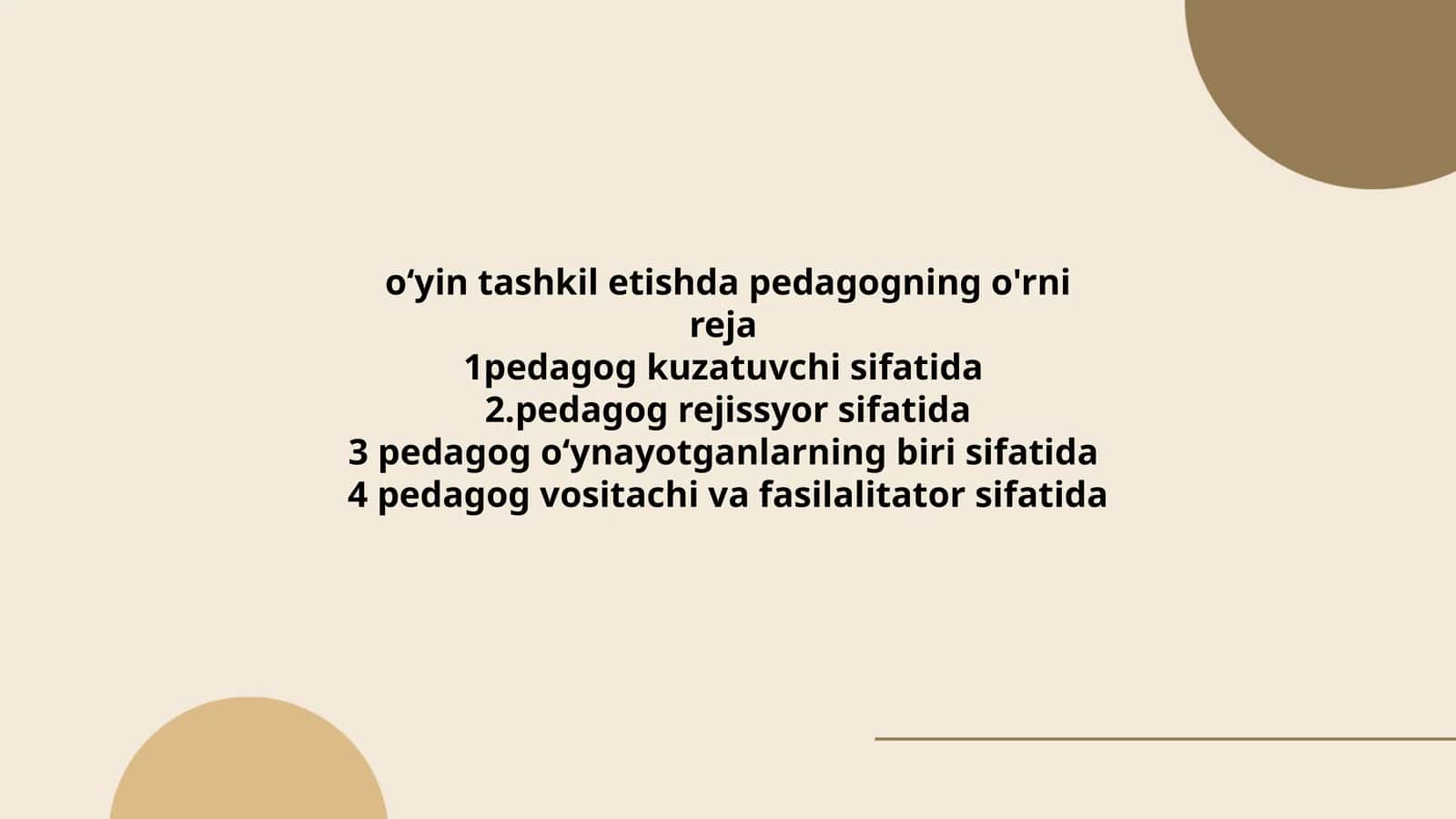 O‘yin tashkil etishda pedagogning o'rni 1