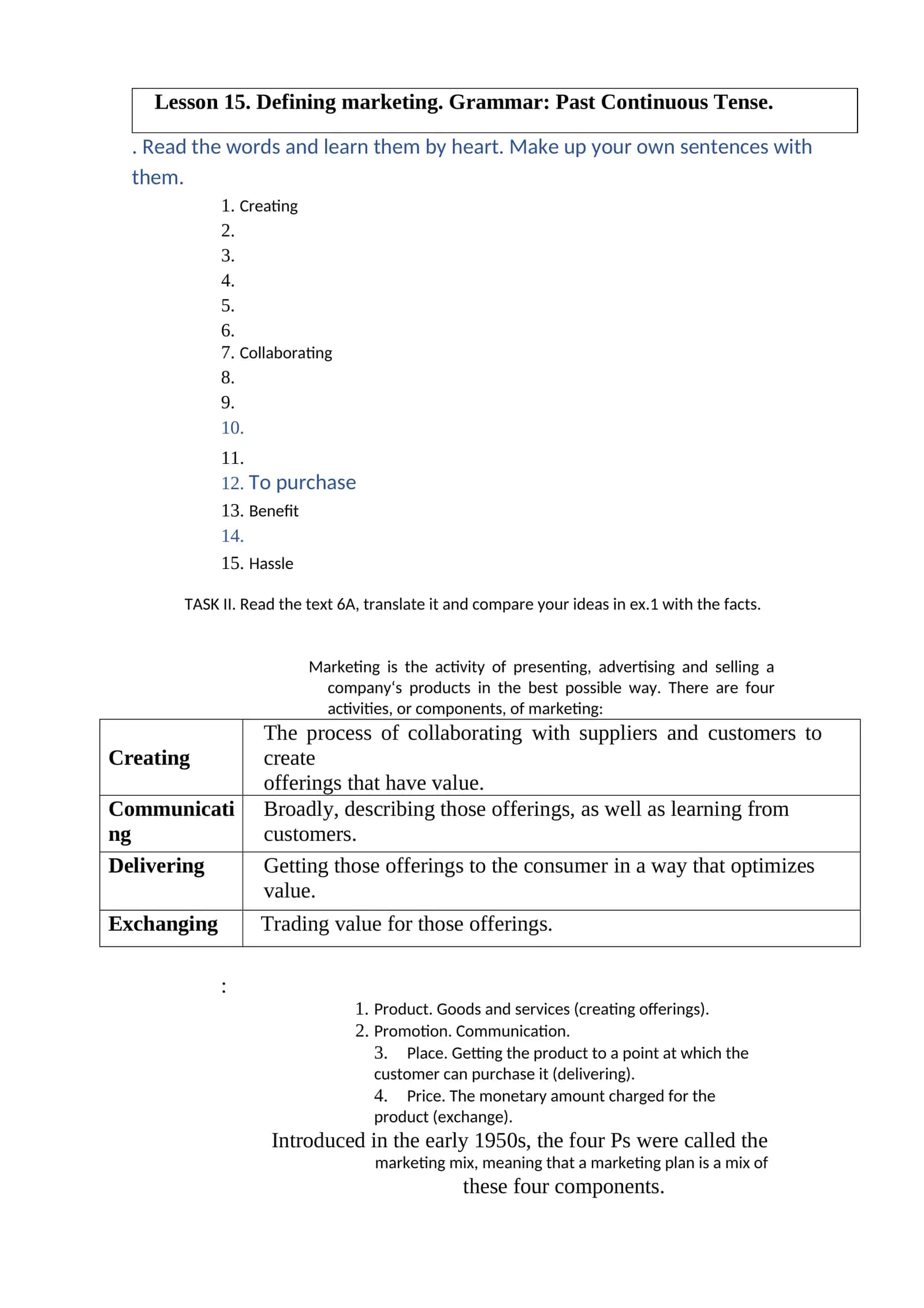 Lesson 15. Defining marketing 1