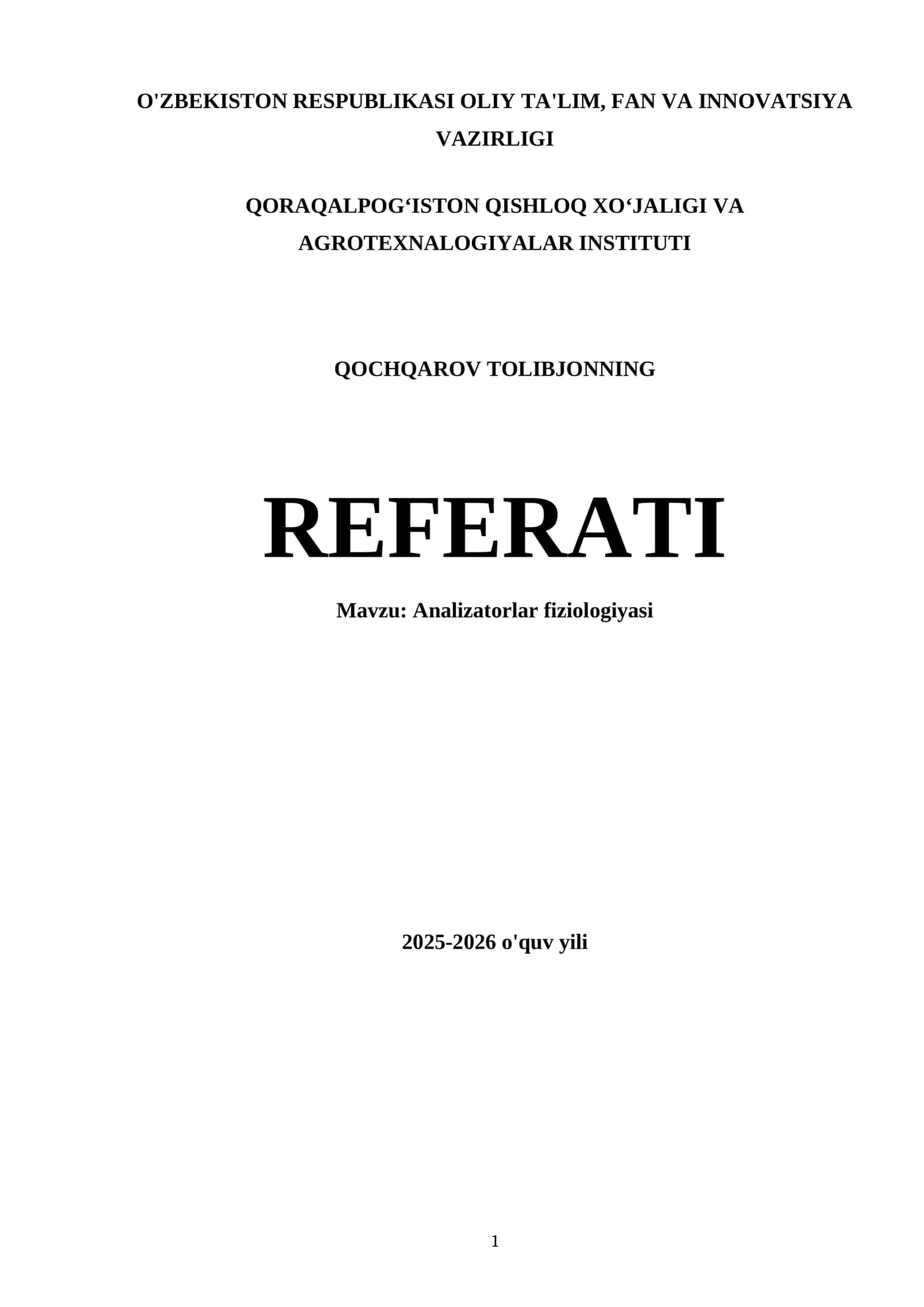 Analizatorlar fiziologiyasi 1