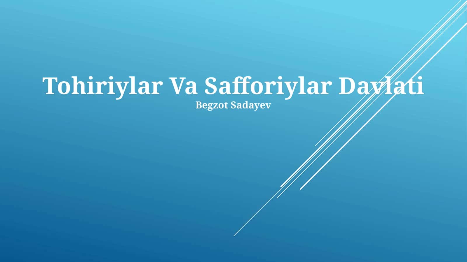 Tohiriylar Va Safforiylar Davlati 1
