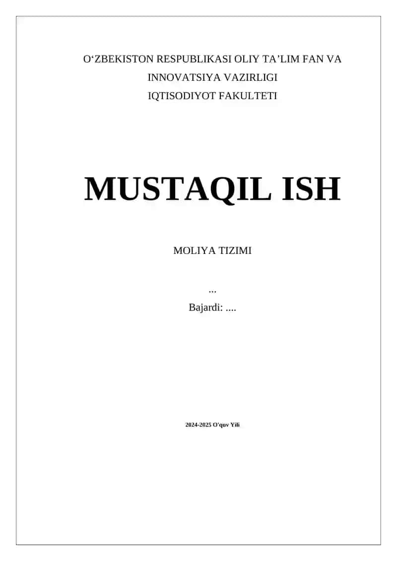 Moliya Tizimi
