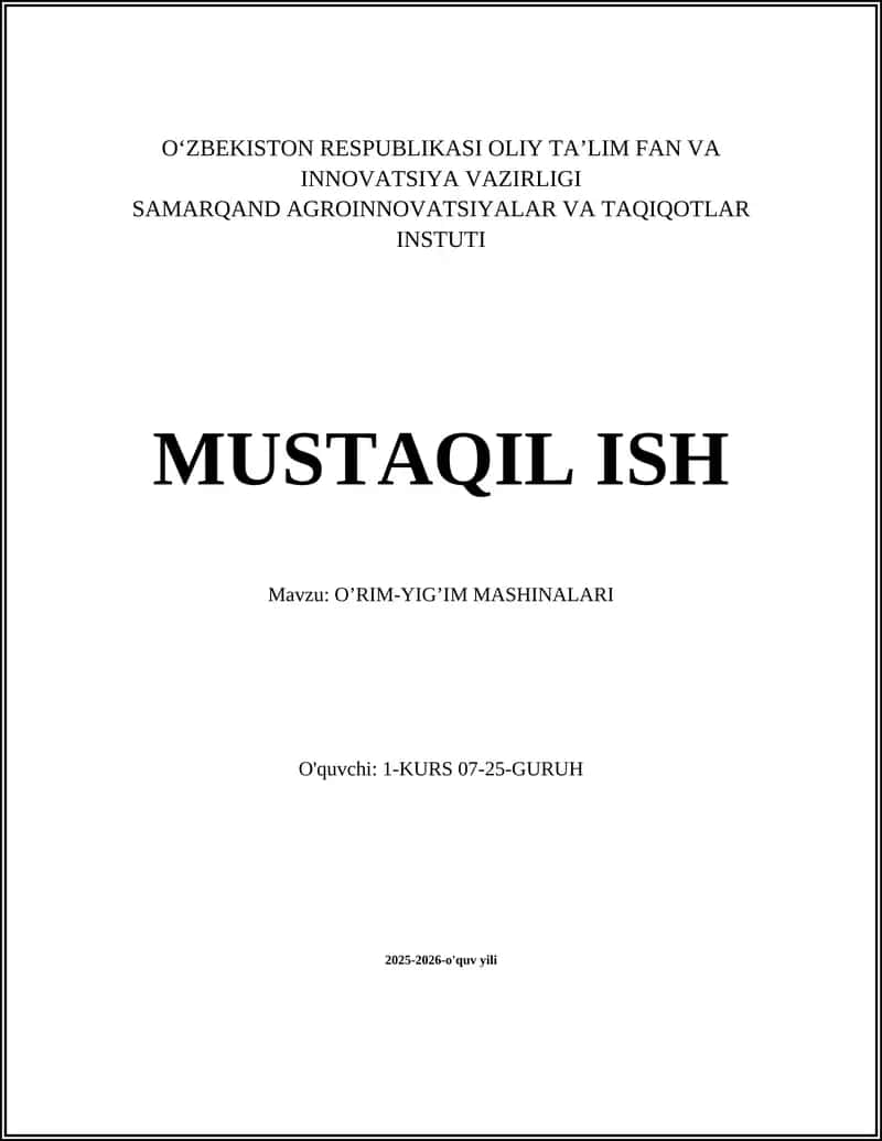 O’RIM-YIG’IM MASHINALARI 1