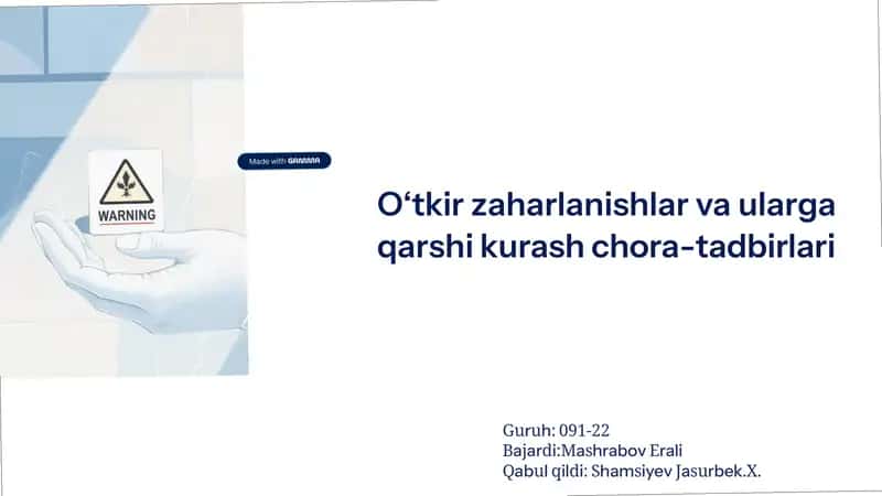 O8tkir Zaharlanishlar 1