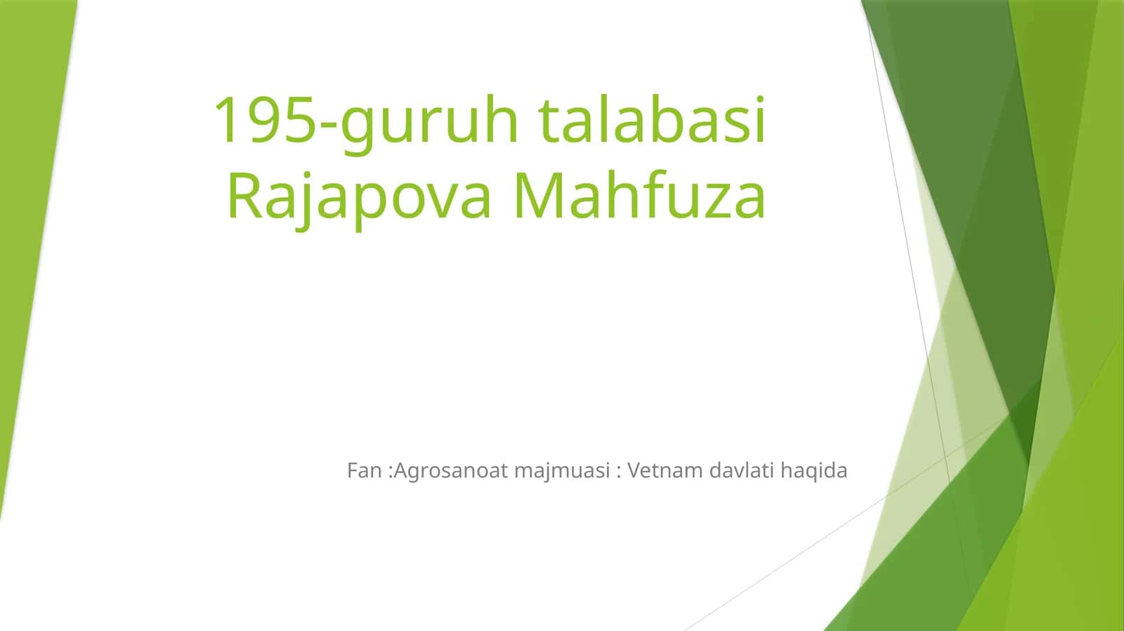 Agrosanoat majmuasi: Vetnam davlati haqida 1