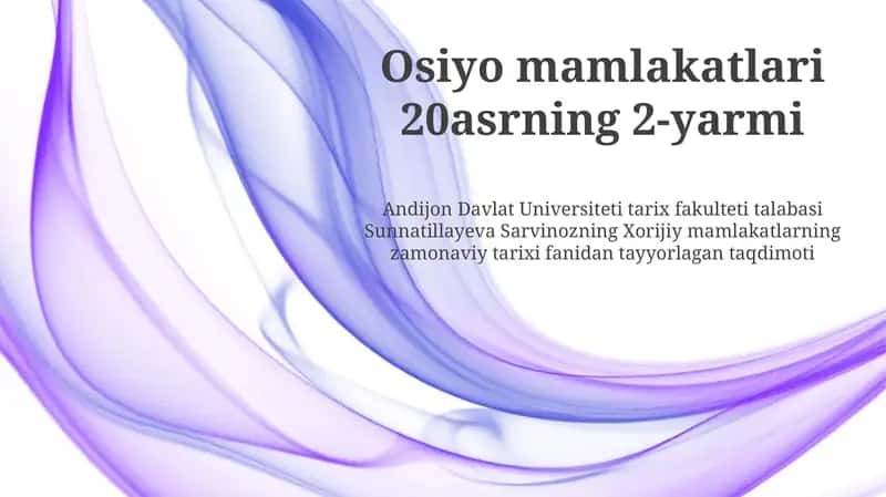 Osiyo Mamlakatlari 20-Asrning 2-Yarmi 1