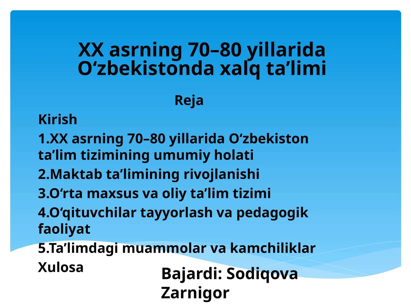 XXasrning 70–80 yillarida Oʻzbekistonda xalq ta’limi 1