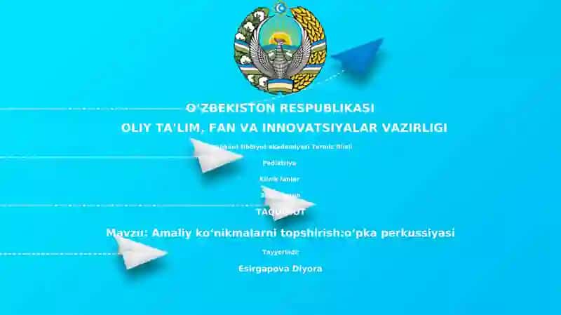Amaliy koʻnikmalarni topshirish:oʻpka perkussiyasi