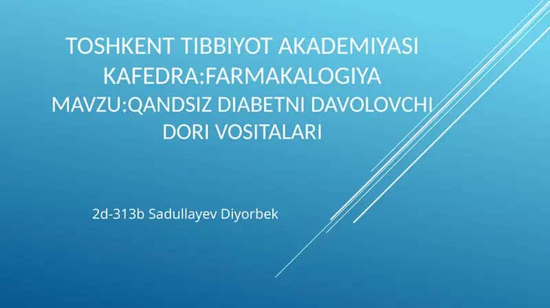 Qandsiz Diabet Davolovchi Dorivositalari 1