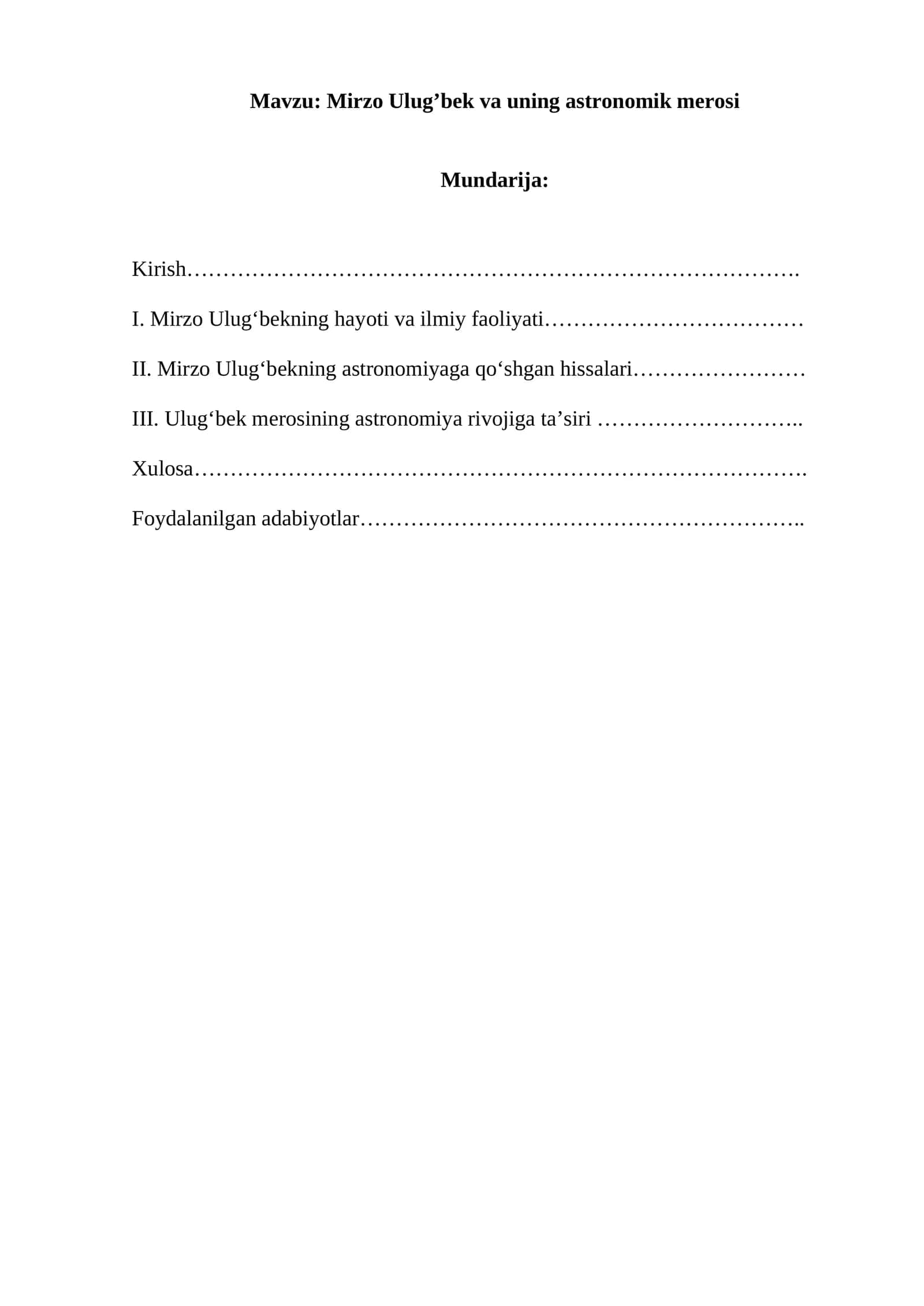 Mirzo Ulug'bek va uning astronomik merosi 1