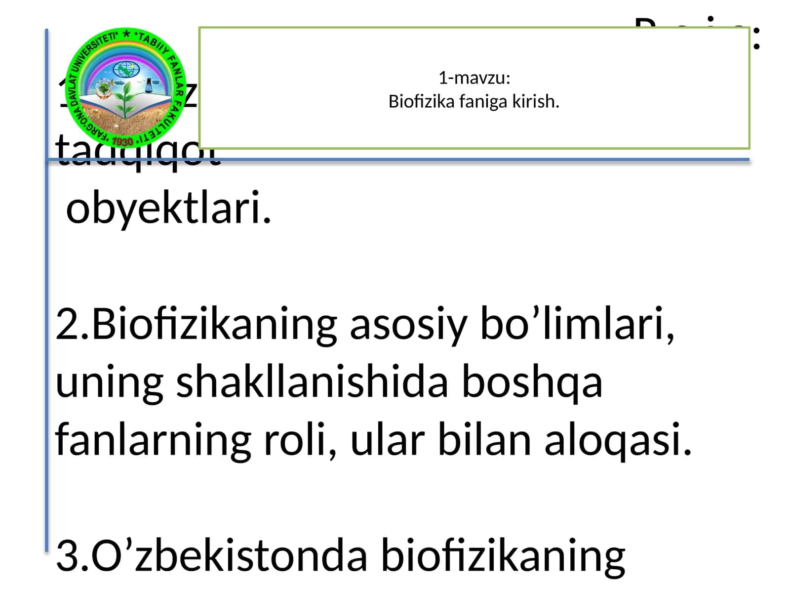 Biofizika faniga kirish 1